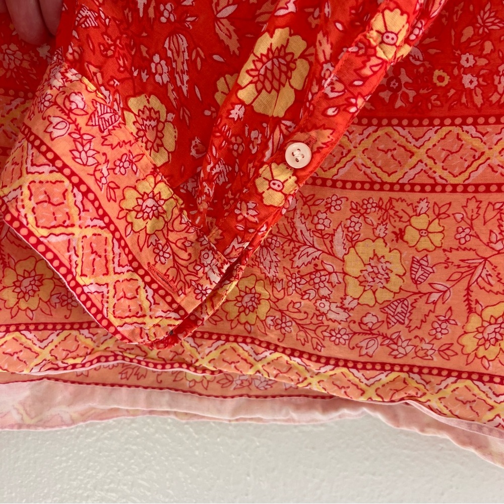 J. Crew Red/Orange Floral Blouse cotton size 8 - Picture 6 of 10